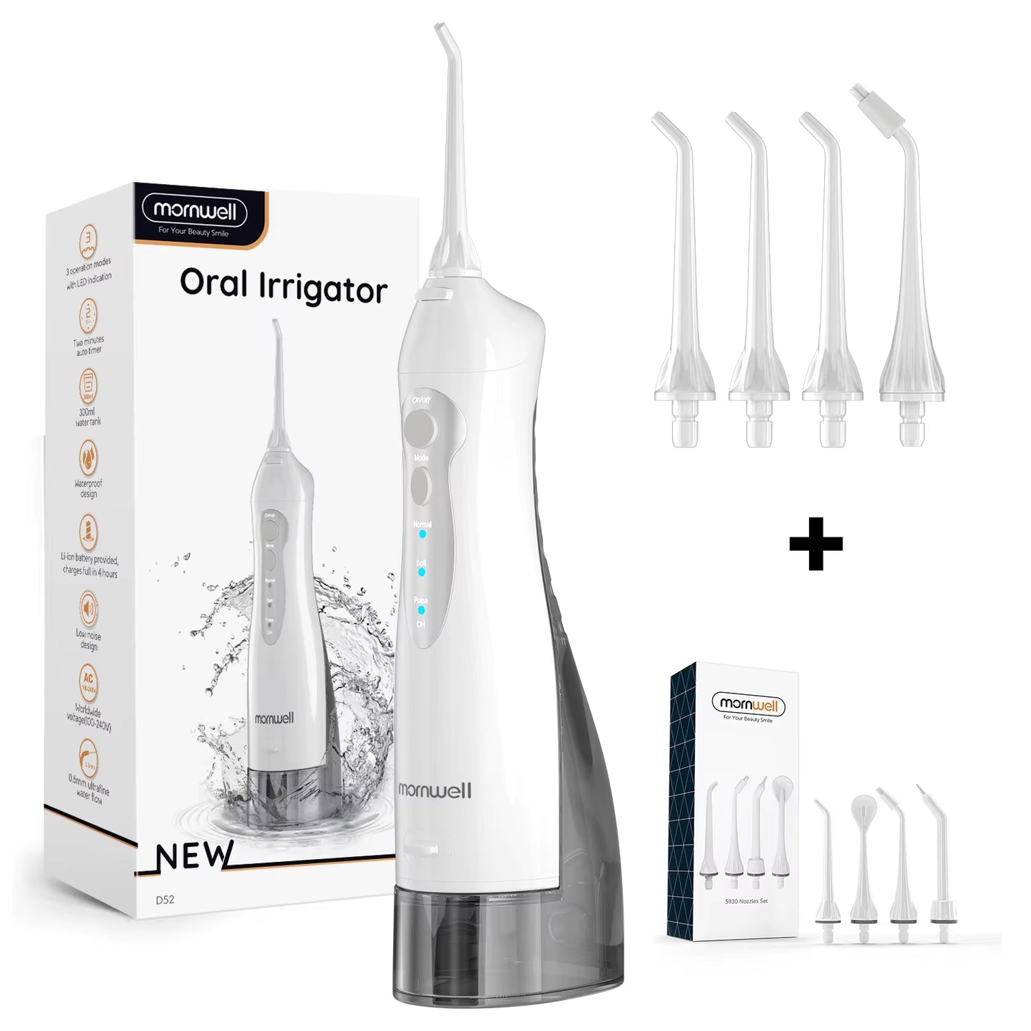 Dental Floss Portable Cordless F18 Oral Irrigator 3 Cleaning Modes Waterproof Rechargeable Dental Cleaner 4 Nozzles Clean Gums